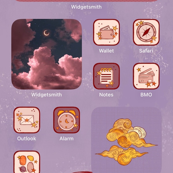 Celestial Sunset IOS App Icons | Space Theme App Covers | IOS 16, 17 ...