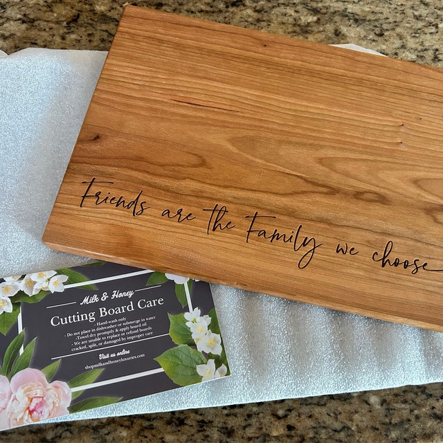 Friends Are The Family We Choose  Engraved Friendship Quote On Wood -  woodgeekstore