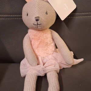 BebeDeParis Doudou BigBunny – Personalisierbares Schmusetuch, Handbestickt, Rosa