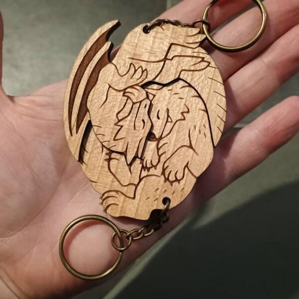 Feathered Raptor Dinosaur Couple Keychains - Friendship or Relationship ...