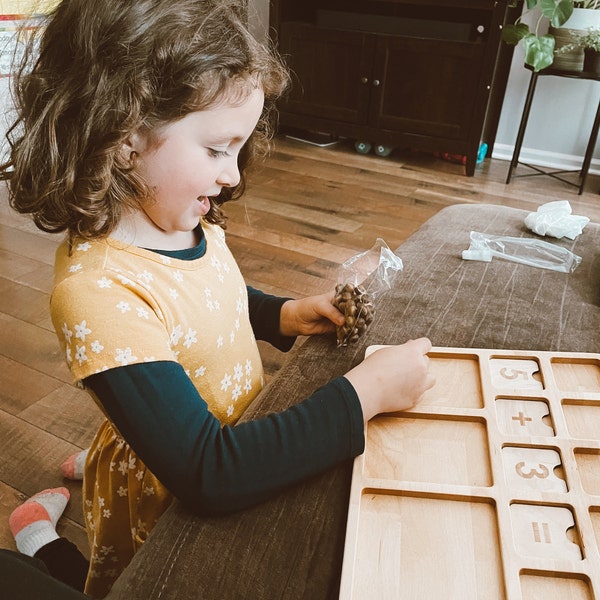 Wooden Math and Counting Tray for Homeschool and Kindergarten ...