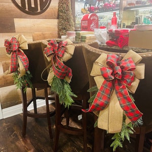 Rustic Burlap Christmas Bow Christmas Holidays Script Burlap | Etsy