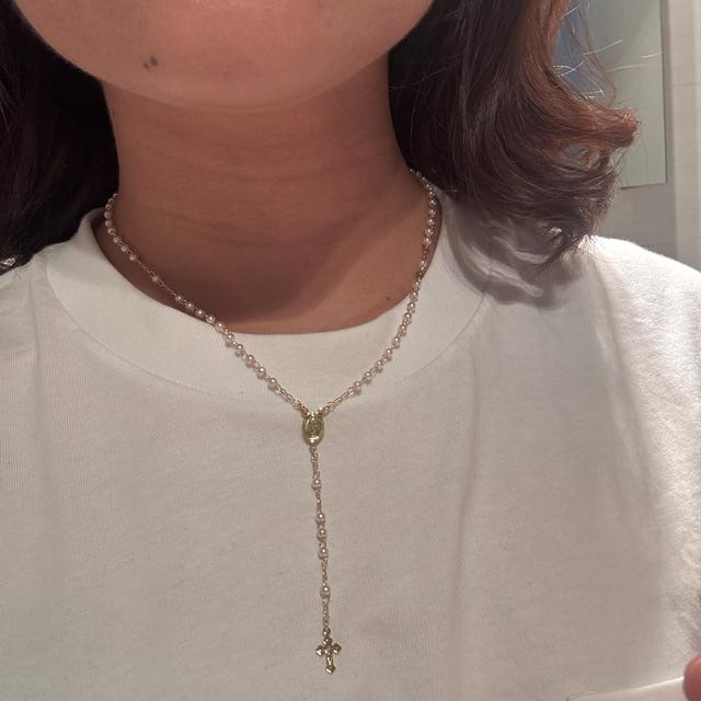 NVOQILIN Rosario con perline luminose e notturne, collana con rosario incandescente, cattolicesimo, gioielli religiosi, regalo per feste per preghiera