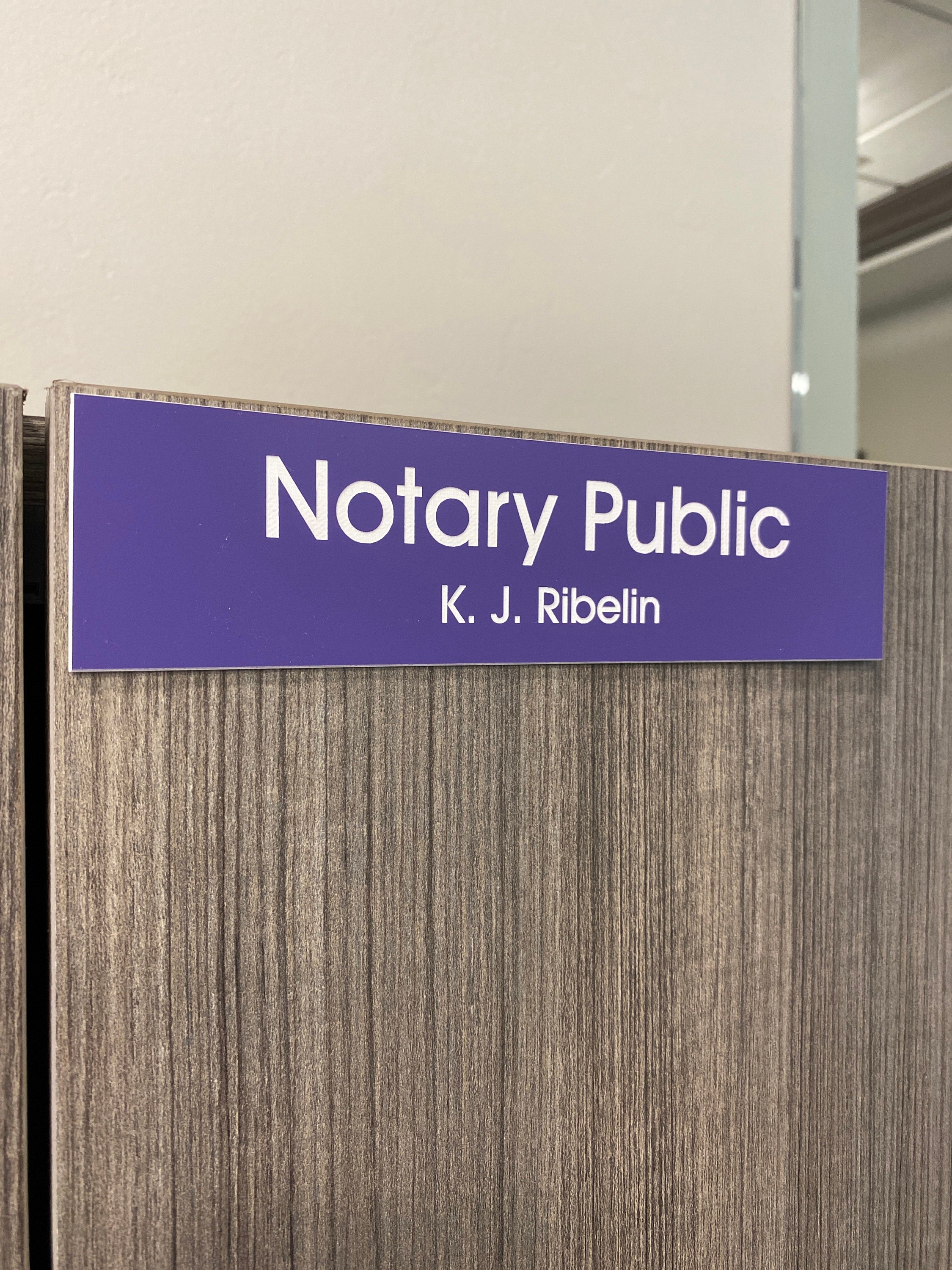 2&quot; x 8&quot; Laser Engraved Name Plate with Silver Aluminum Holder Adhesive Backed - Wall - Cubicle - Door - Flush Mountable