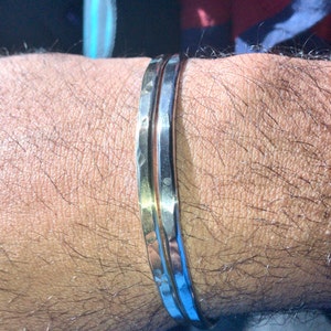 Men's Thin Hammered Sterling Silver / Nickel Silver Cuff Men's Thin Hammered Sterling Silver / Nickel Silver Cuff