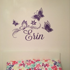 Butterflies Flower Personalized Custom Girl Name Vinyl Decal Sticker ...