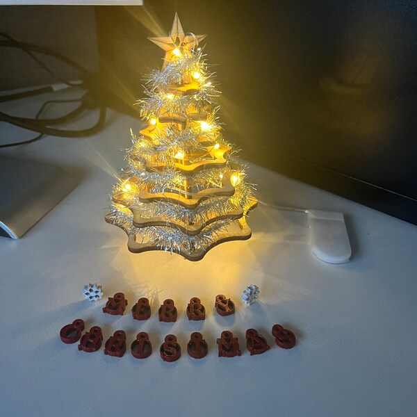 Christmas Tree Kit. Miniature Wooden Desktop Tree Made From a Single ...