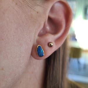 Customer photo from Chase, Dainty Raw Australian Opal Stud Earrings