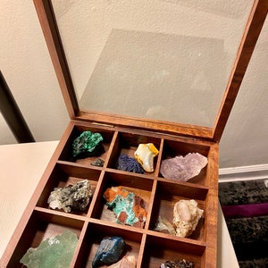 Wooden Rock Collection Box | Wooden Crystal Display | Mens Wooden Rock Collection Box | Wooden Crystal Display | Mens
