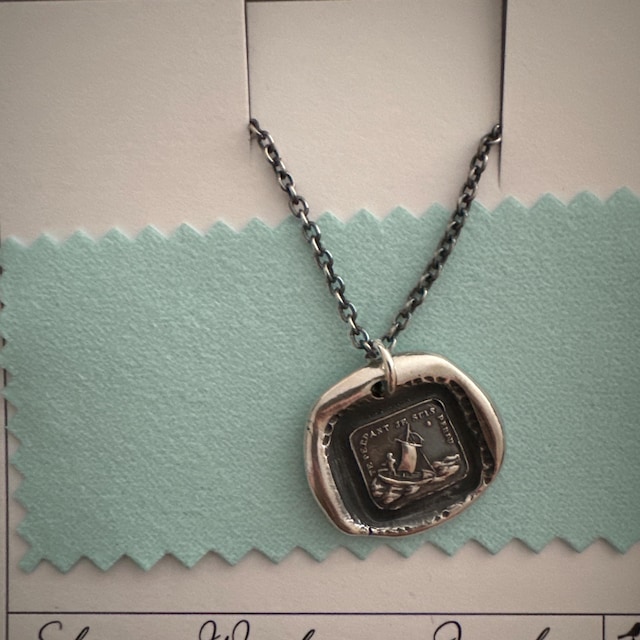 Sterling Silver Wax Seal Necklace: Sailboat & Polar Star - Etsy