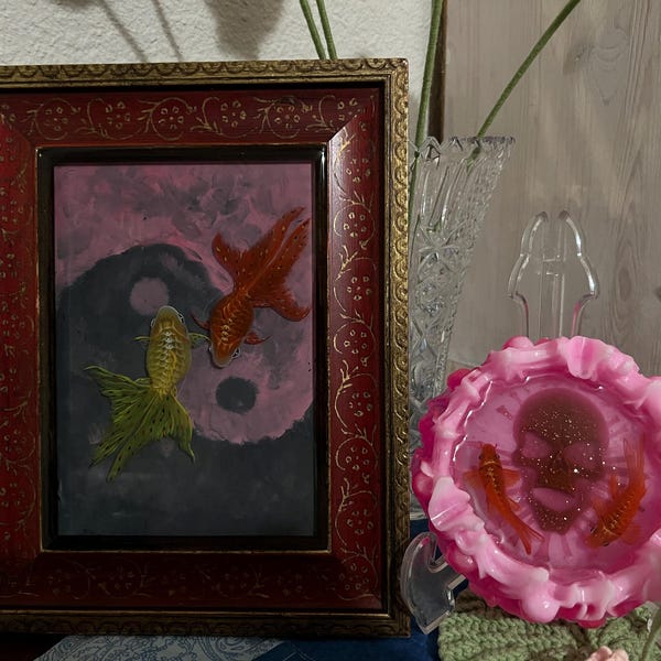 Picture of 3D Koi Fish Goldfish Resin Hand Painting Unique Gift for Fish Lovers ...