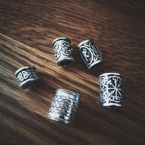Set of 4 Viking Beard Rings / Hair Beads KIT With Rune Bead of Your ...