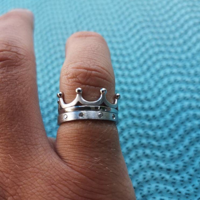 Sterling Silver 925 Crown Ring With White C.Z. Micro Set - Sizes 5