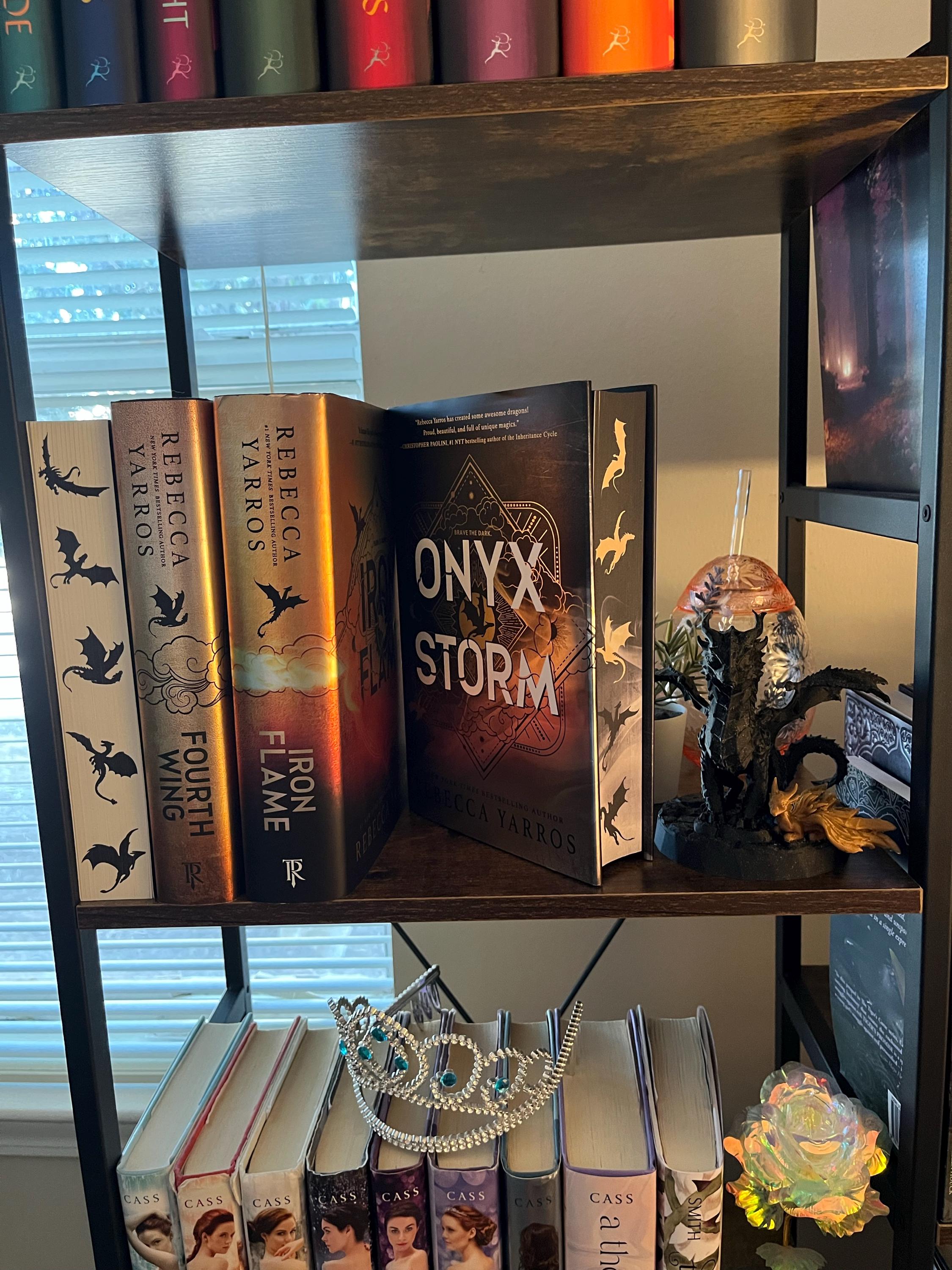black  Dragon Tairn and mini Gold dragon Andarna shelf decor fourth wing iron flame onyx storm 3d printed decor