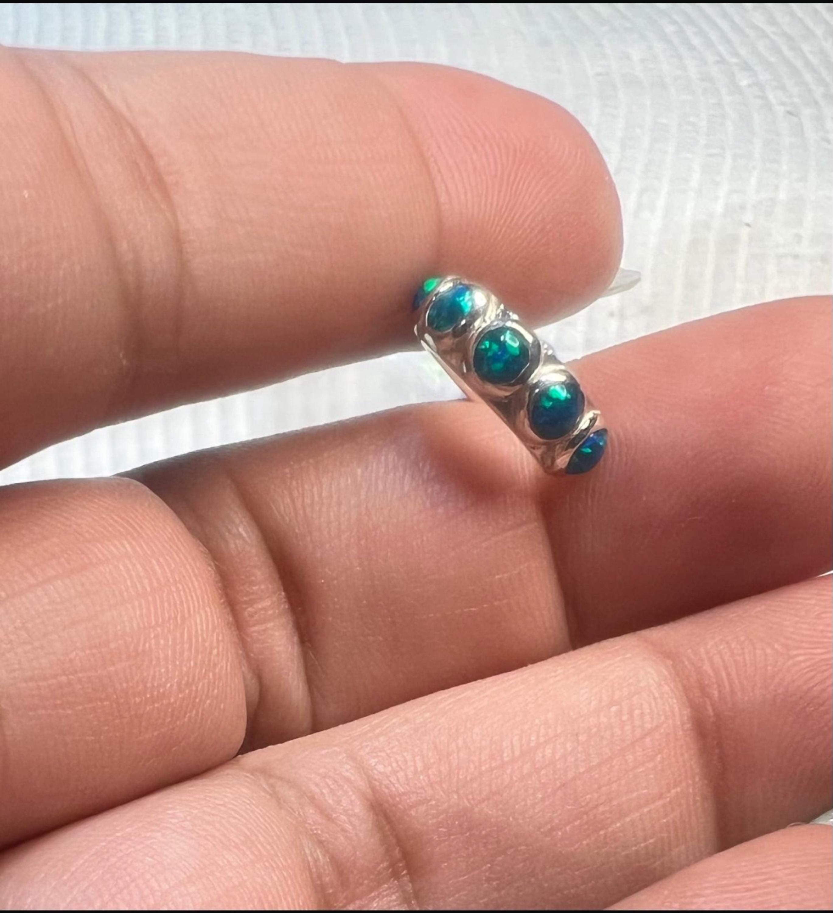 Sterling Silver Ear Cuff Earring Blue Opal Stones Inlay Ear Wrap Earrings Modern Jewelry  Gift for Her - ECU009