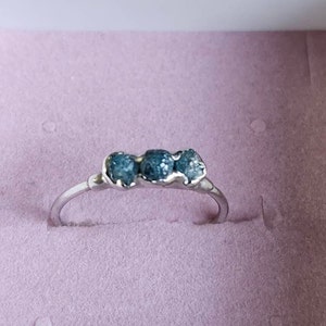 Customer photo from alycia, Three Stone Raw Blue Diamond Ring in Sterling Silver