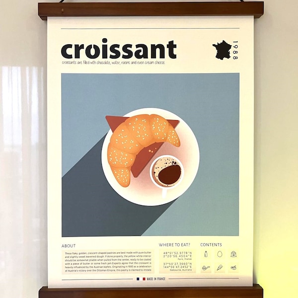 Affiche Croissant français vintage géométrique Publicitaire main image 1