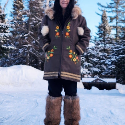 Light Brown Knee Goat Fur Women Furry Winter Boots Yeti Boots Long Fur ...