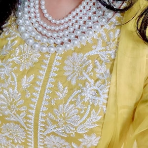 Indian Cotton Embroidery Yellow Kurta Pant With Dupatta for Womens ...