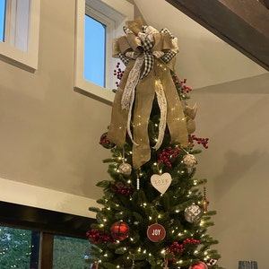 Rustic Burlap Christmas Bow Christmas Holidays Script Burlap | Etsy