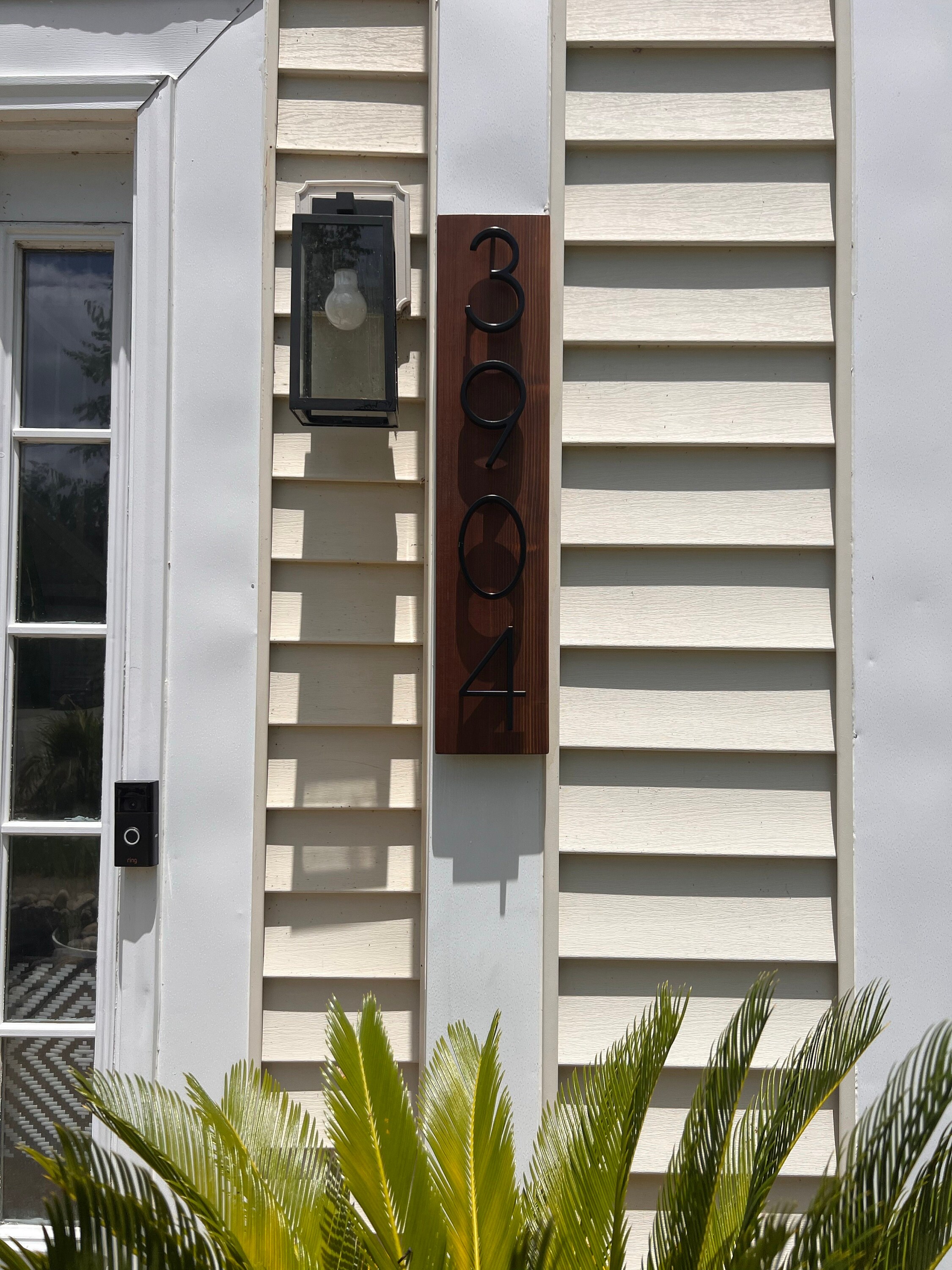Black House Numbers on Wood, Modern House Number Sign, Metal House Numbers, Modern Address Sign, Wood Address Plaque, In Laws Gift, Vertical