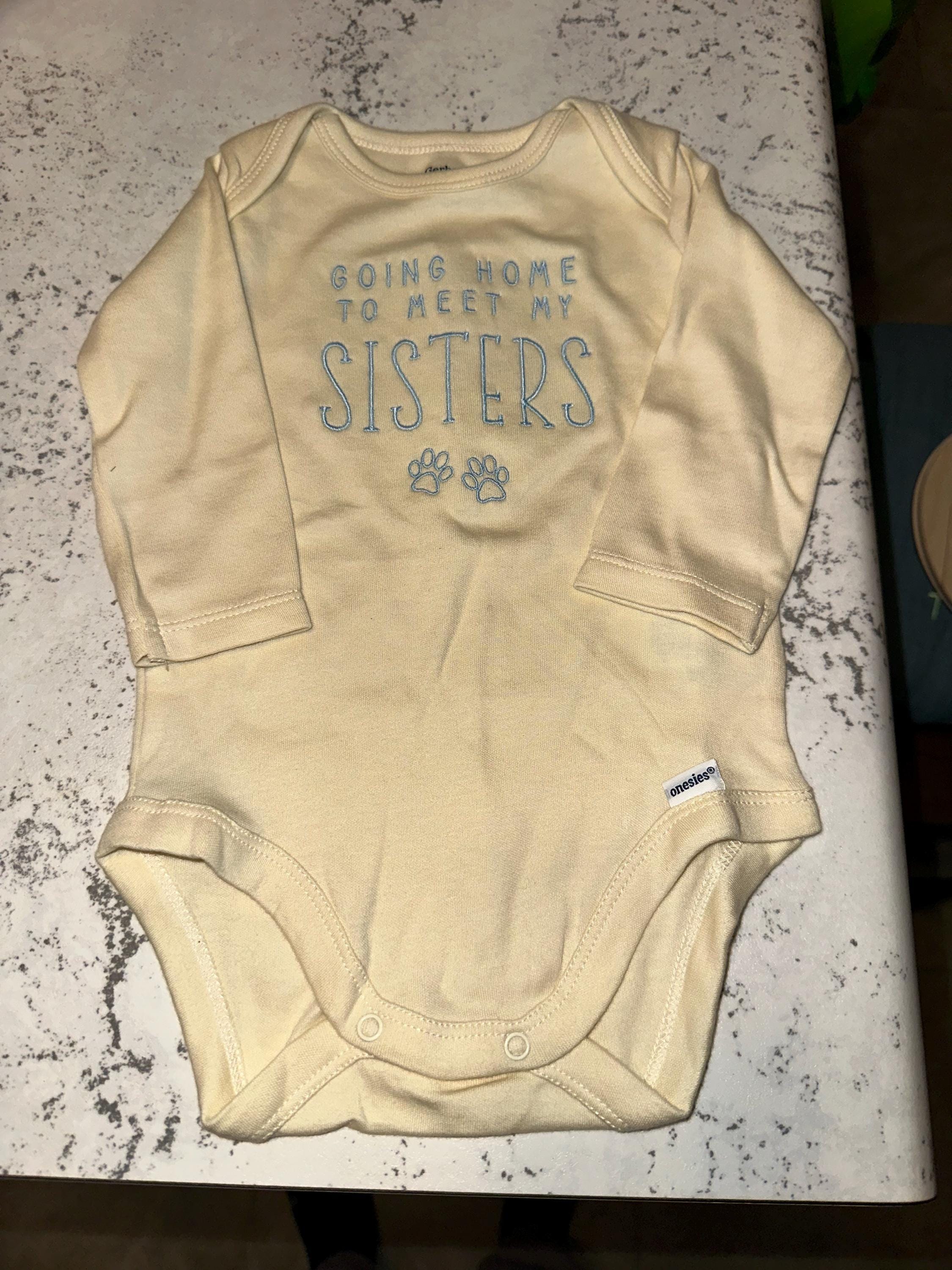Embroidered Going Home to Meet My Pups Onesie® brand, New Best Friend Onesie, Personalized Dog Name Onesie, Dog Name Onesie, F45
