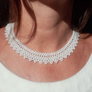 Handmade White Seed Bead Choker, Minimalist Victorian Necklace