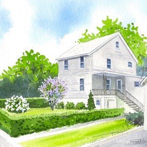 Download House Painting Custom Pen Ink Watercolor Wash Home House Etsy