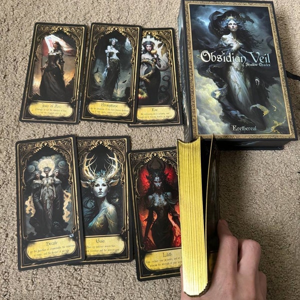 Obsidian Veil Oracle Card Deck: Antique Shadow Work, Feminine Deities ...