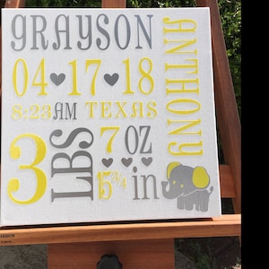 Download Elephant Baby Birth Announcement SVG Birth Stats svg Baby ...