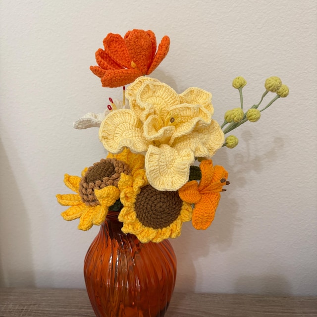 Handmade Crochet Wild Flower Bouquet: Everlasting Floral Gift for
