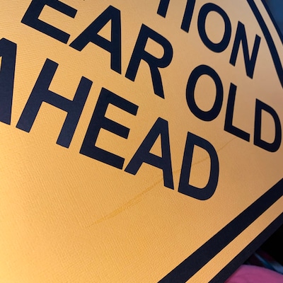 Caution Sign, Party Sign 2 Year Old Ahead, 1 Year Old Ahead, 3 Year Old ...