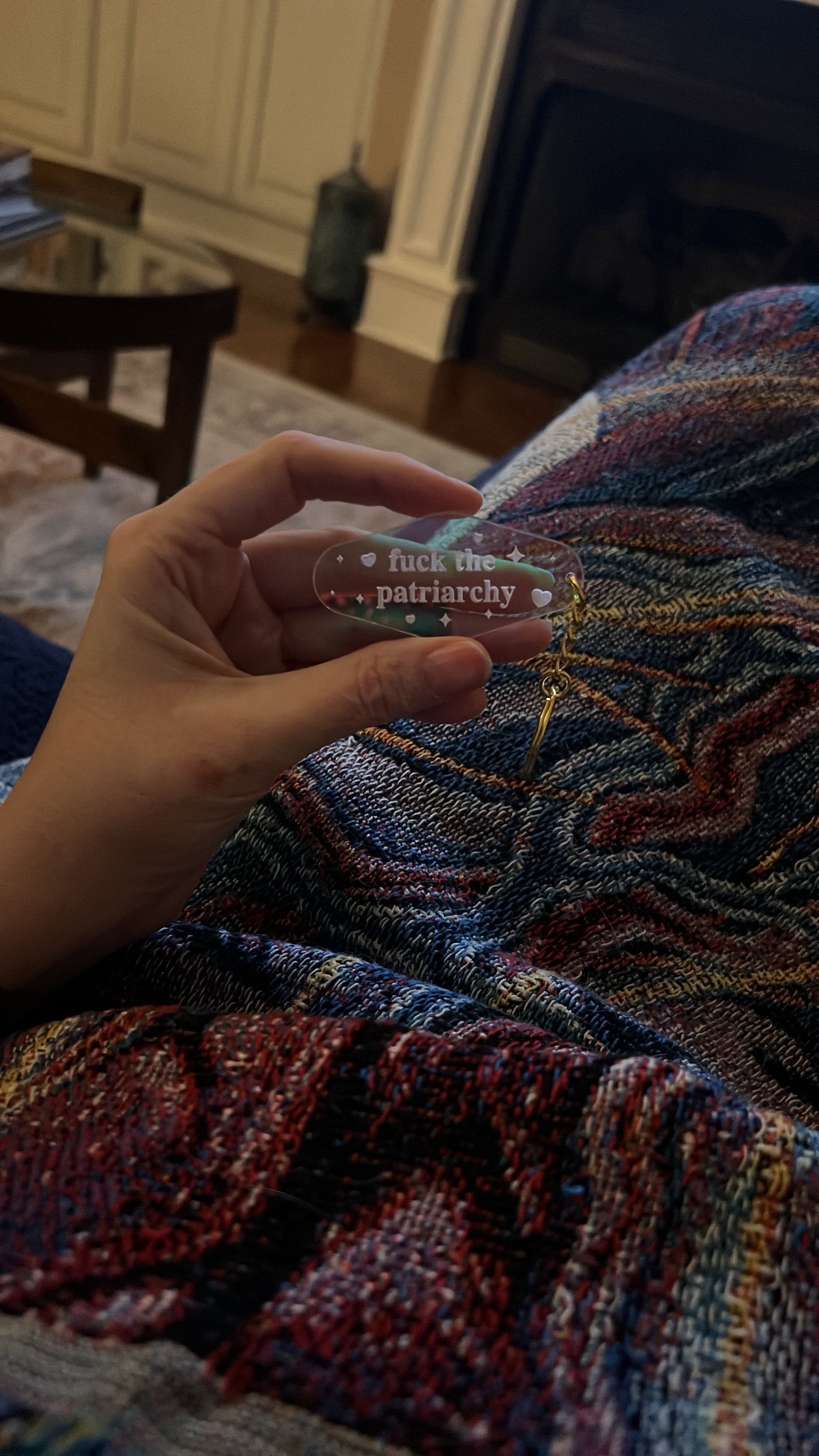 Fuck The Patriarchy Iridescent Acrylic Motel Keychain