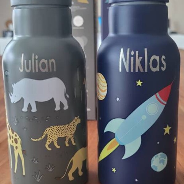 Sigikid Personalisierte Trinkflasche – Edelstahl, 250 Ml, Mit Namen Graviert, Für Kinder (Fuchs-Design)