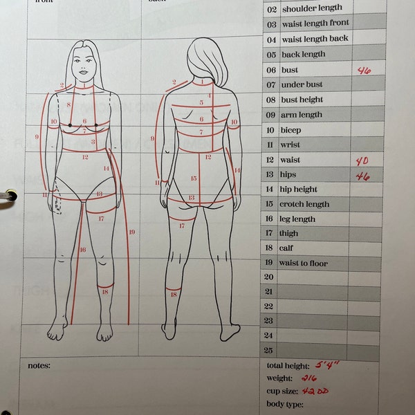Body Size Chart Printable Digital Men Body Measurement Template, Sewing ...
