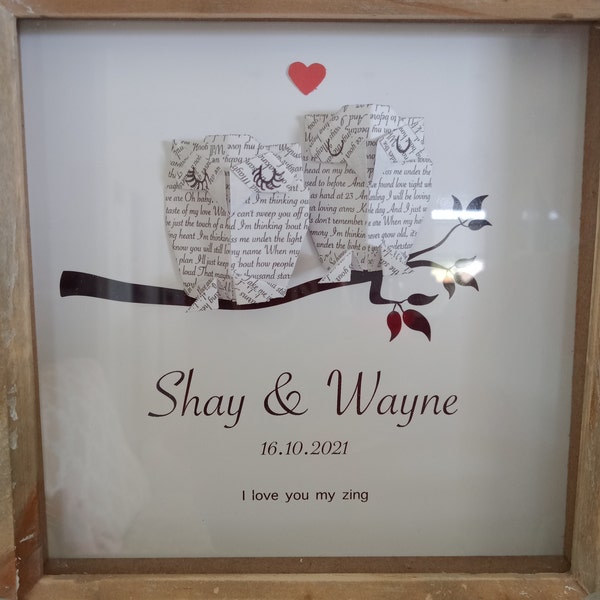 Personalised Love Owl Box Frame, First Anniversary Gift, Gift for Him ...