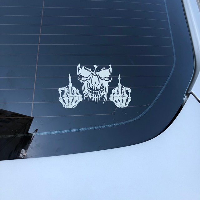 Skull With Middle Fingers Auto Accent Decal Skulls Car Vinyl -  Sweden