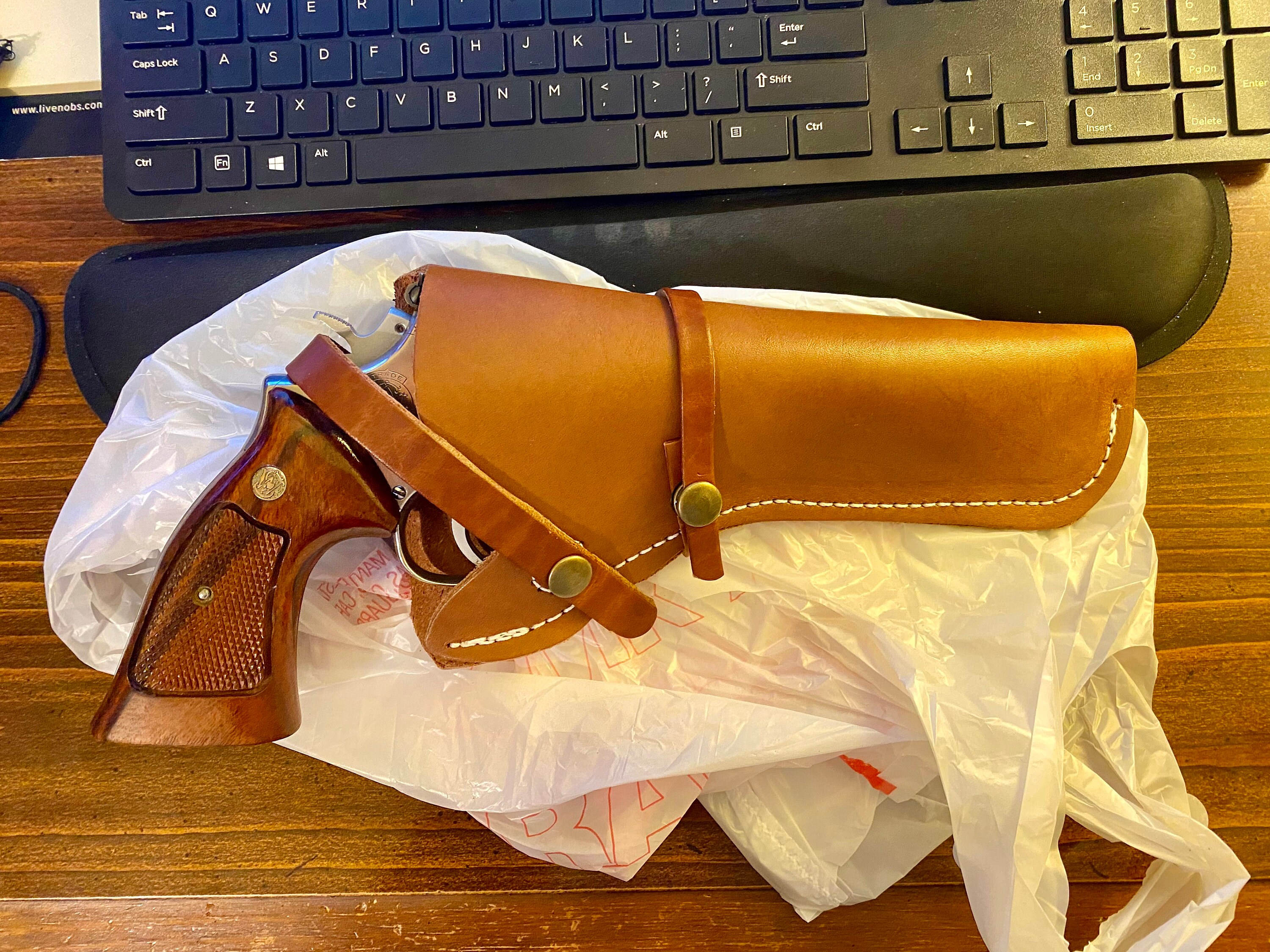 Western Leather Field Holster Fits S&W 586 686 66 19 10 Ruger GP100 Taurus 627 Colt Python King Cobra 6&quot;