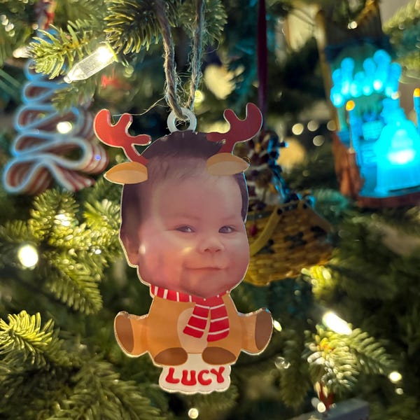 Custom Baby Photo Ornament, Babys First Christmas Ornament 2024, Custom Baby Face Ornament, New