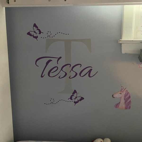 Personalized Name Butterfly Wall Decal - Custom Name Butterfly Wall ...