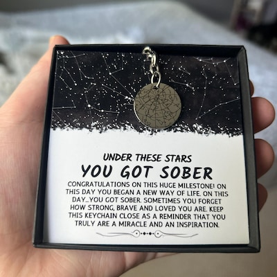 Sober Anniversary Gift Custom Star Map by Date Sober Birthday Gifts ...