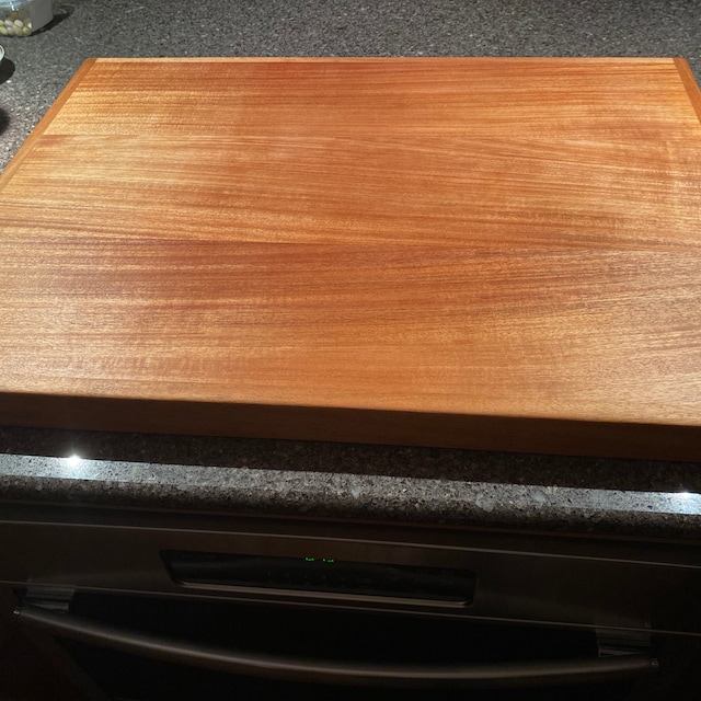 African Mahogany Cutting Board Wooden Stove Top Cover Box 