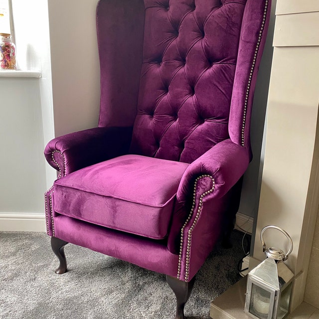 Purple wingback chairs new arrivals