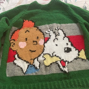 Adventures of Tintin Sweater Knitting Pattern in ENGLISH Pullover