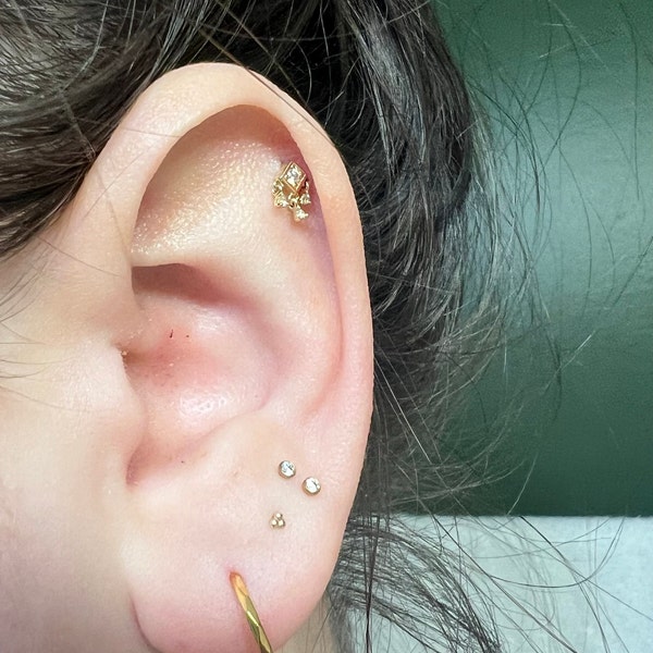 C.Z Paved Triangle Tragus Cartilage Earring Stud