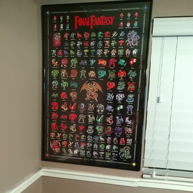 Final Fantasy 1 Retro NES Style Poster 4 Fiends Chaos Monsters & Heroes FF1  Wow 