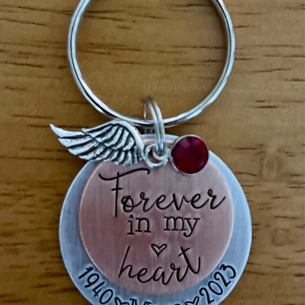 Personalized Hand Stamped Mother Memorial Keychain. Loss of Parent Gift ...