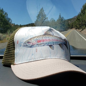 Rainbow Trout Trucker Hat, Fishing Trucker Hat, Fisherman Flat