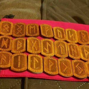 Wooden Runic Set, 25 Pcs With Velvet Pouch Wood Runes Elder Futhark - Etsy