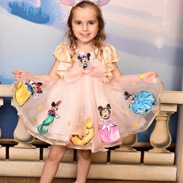 minnie princess dress Disney Minnie Mouse Pink Halloween Costume Cosplay Princess Dress Girls XS  3-4